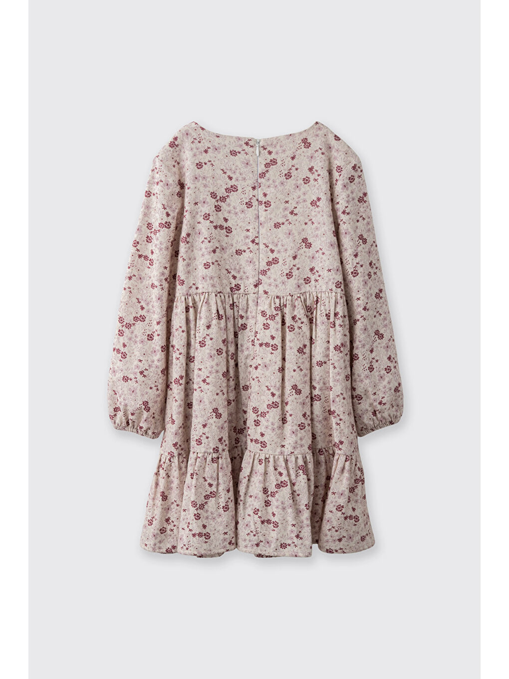 Kız Çocuk Çiçek Desenli Elbisesi Ekru-4