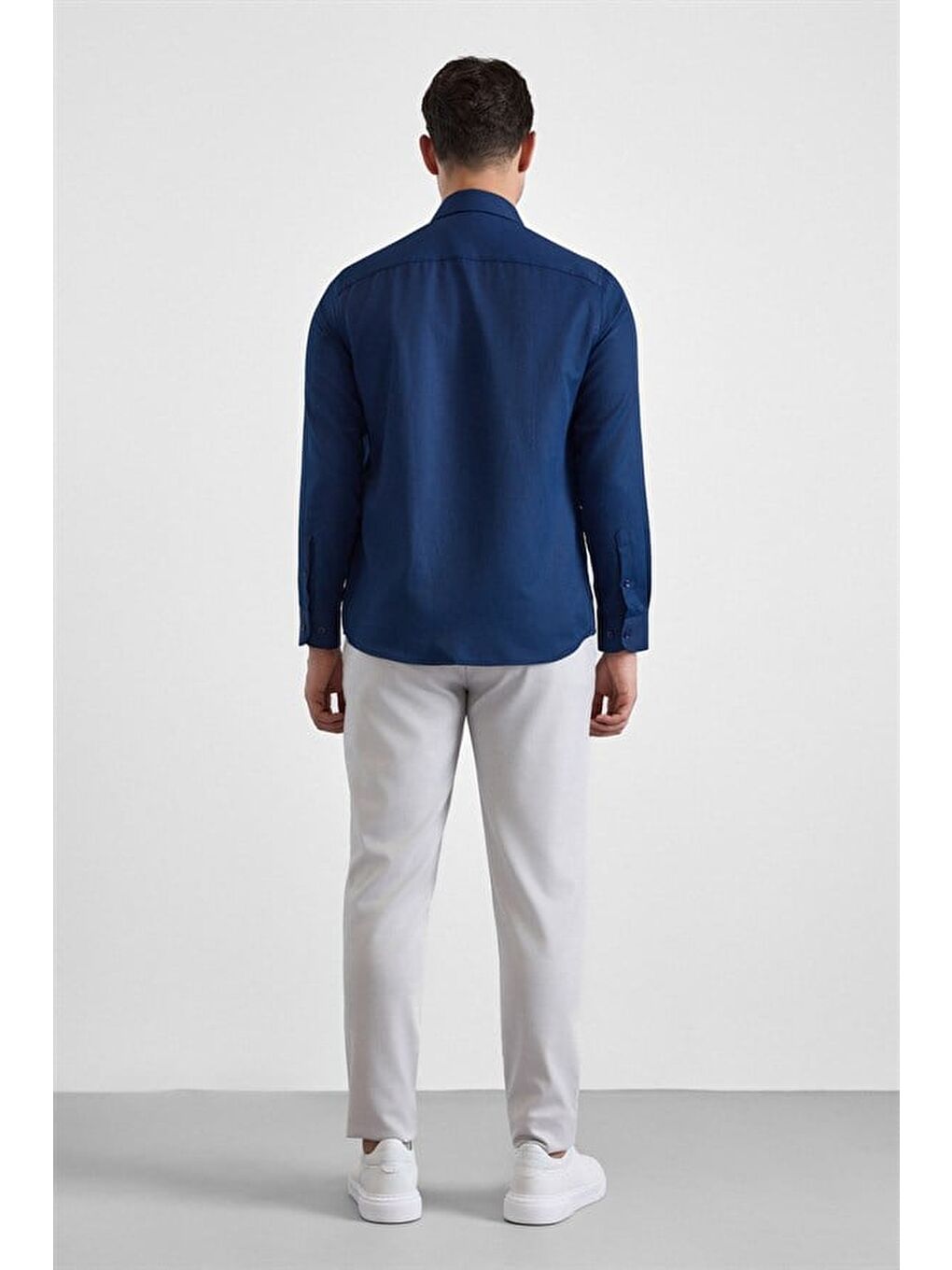 Lacivert Regular Klasik Yaka Casual Gömlek-4