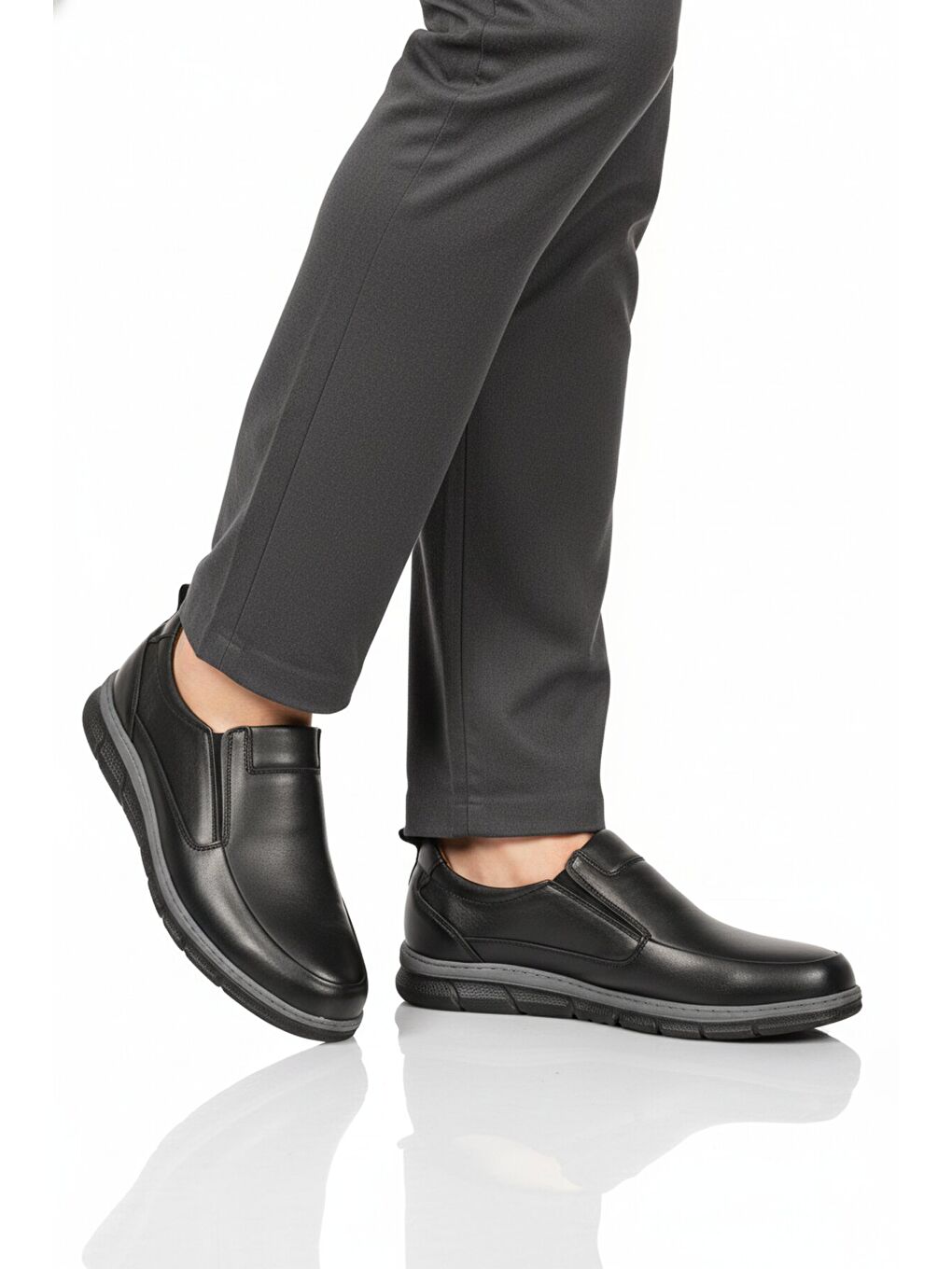 Premium Siyah Hakiki Deri Anatomik Erkek Casual Ayakkabı 3704 M