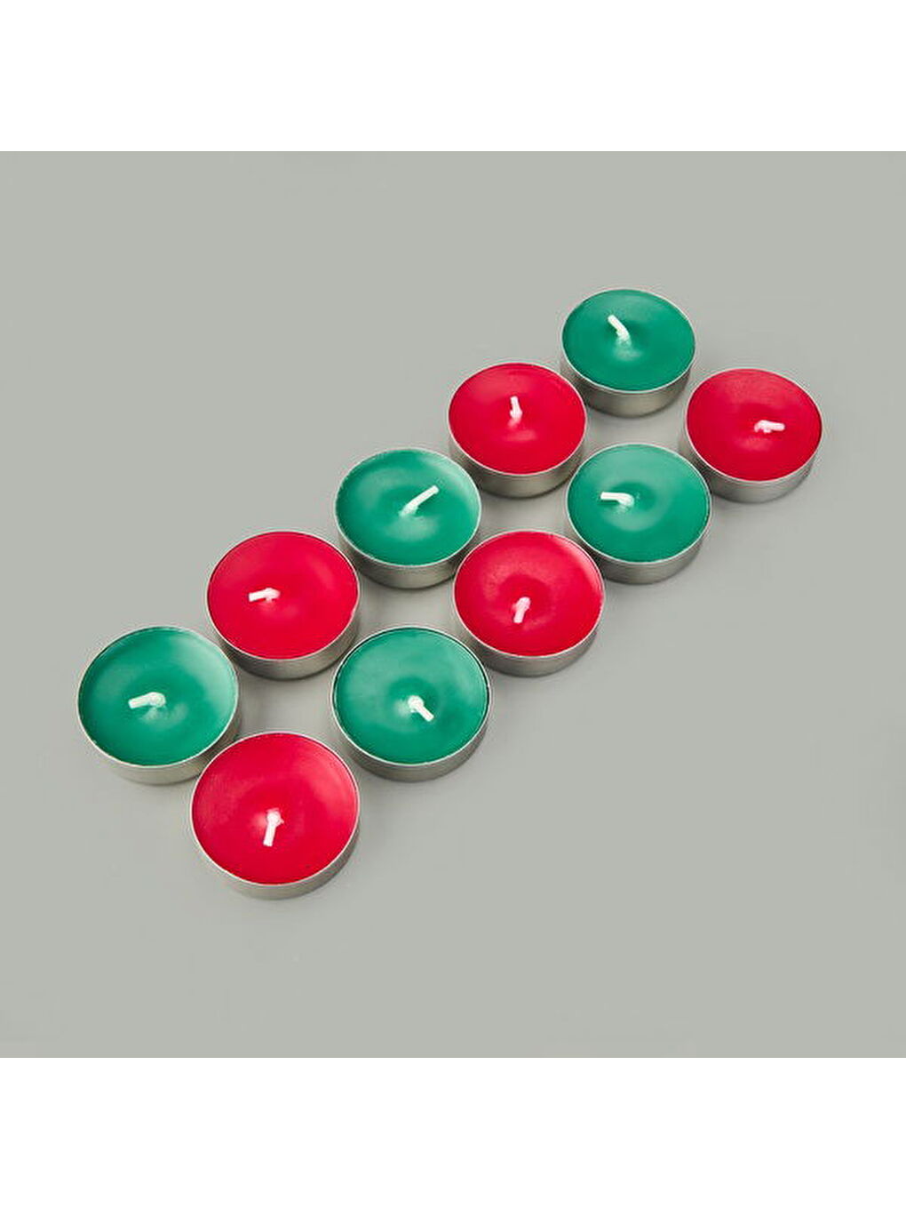 10'lu Tealight Mum - Kırmızı / Yeşil - 3,8 cm