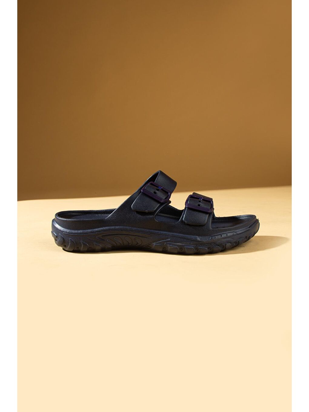 Lacivert Önü Açık Kaymaz Taban Çift Tokalı Eva Kadın Terlik KY24-110Z-1