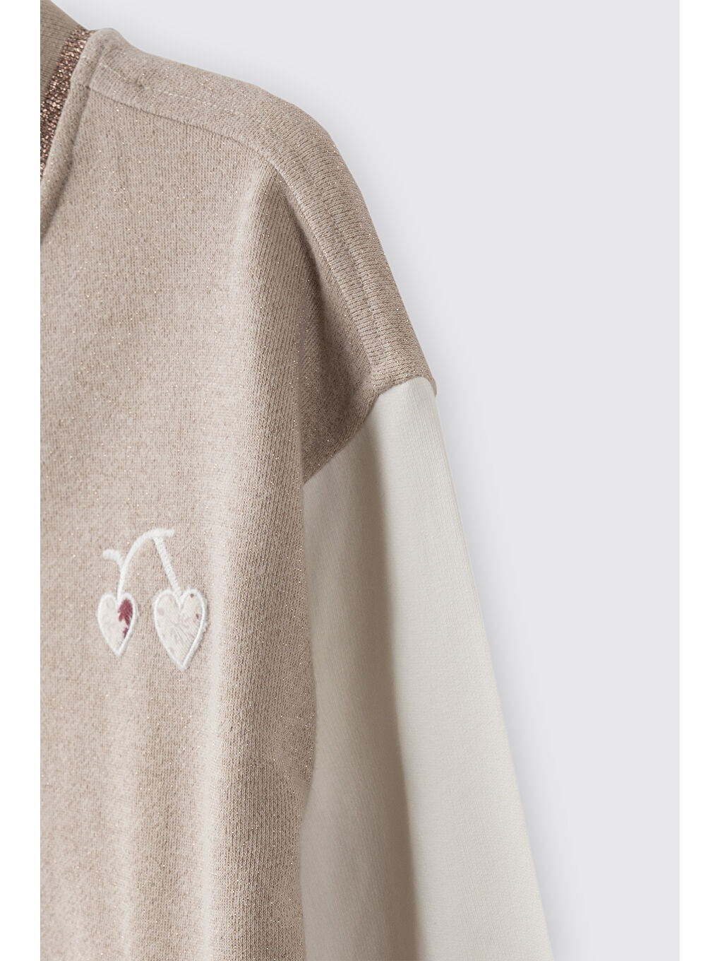 Kız Çocuk Simli Örme Ceket Bej-1