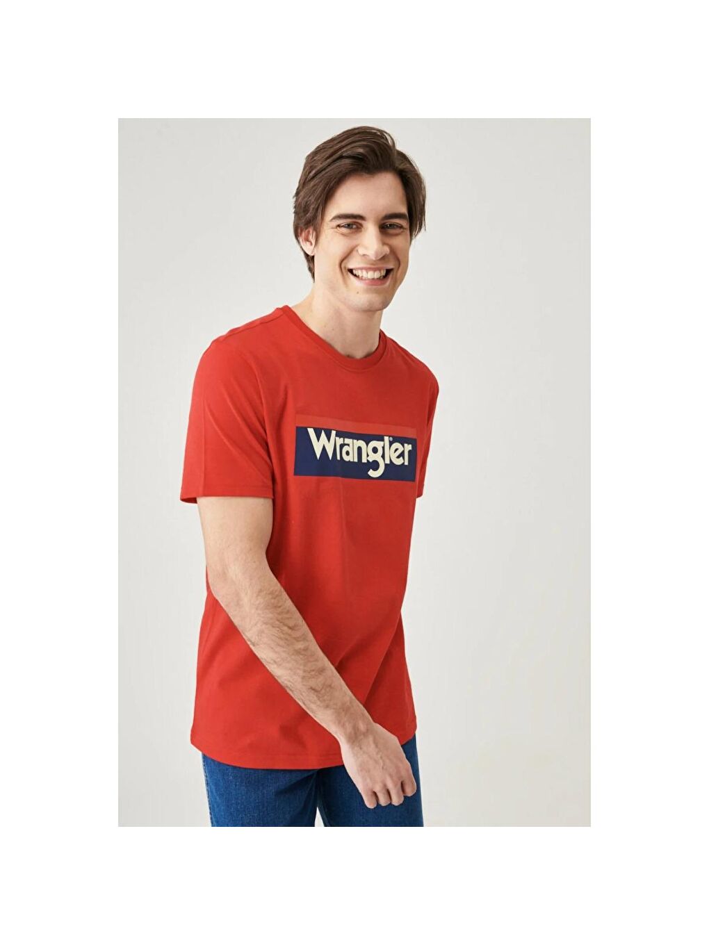 Wrangler Kırmızı Lightweight 3 Color Logo Erkek Kırmızı Bisiklet Yaka Tişört - 1