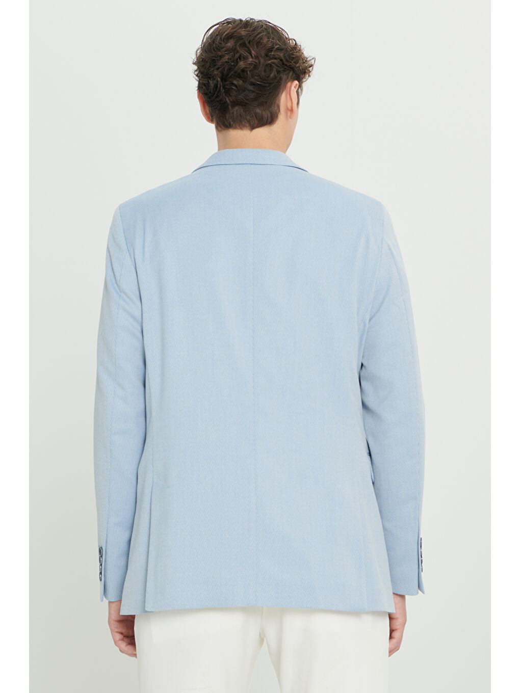 Erkek Açık Mavi Slim Fit Dar Kesim Kırlangıç Yaka Blazer Ceket-6