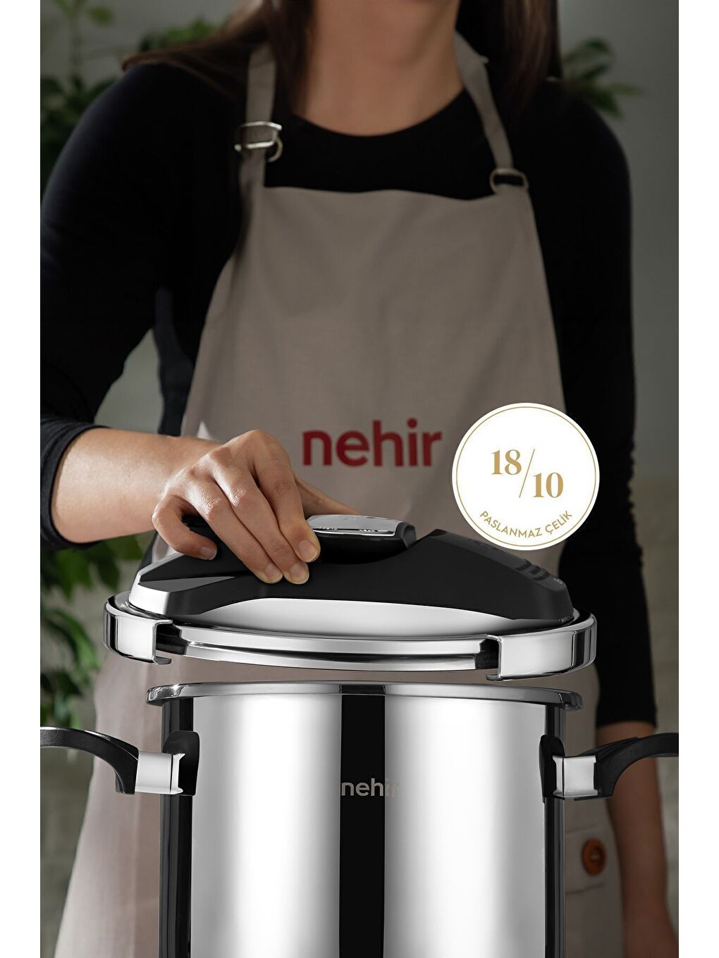 Gri Silver Matik Paslanmaz Çelik 7 Litre Düdüklü Tencere