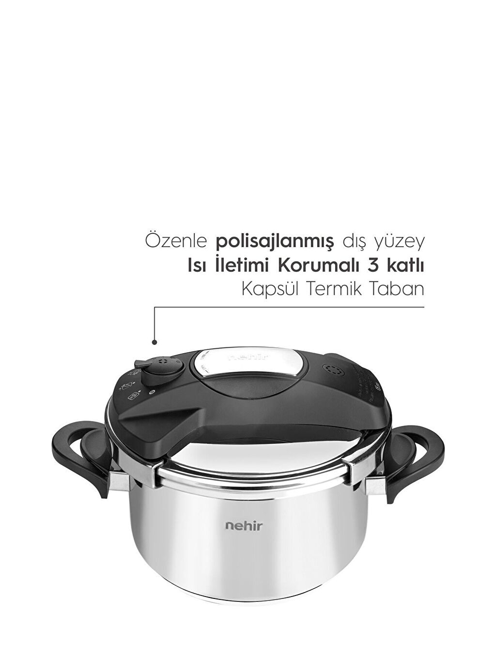 Gri Silver Matik Paslanmaz Çelik 7 Litre Düdüklü Tencere-2