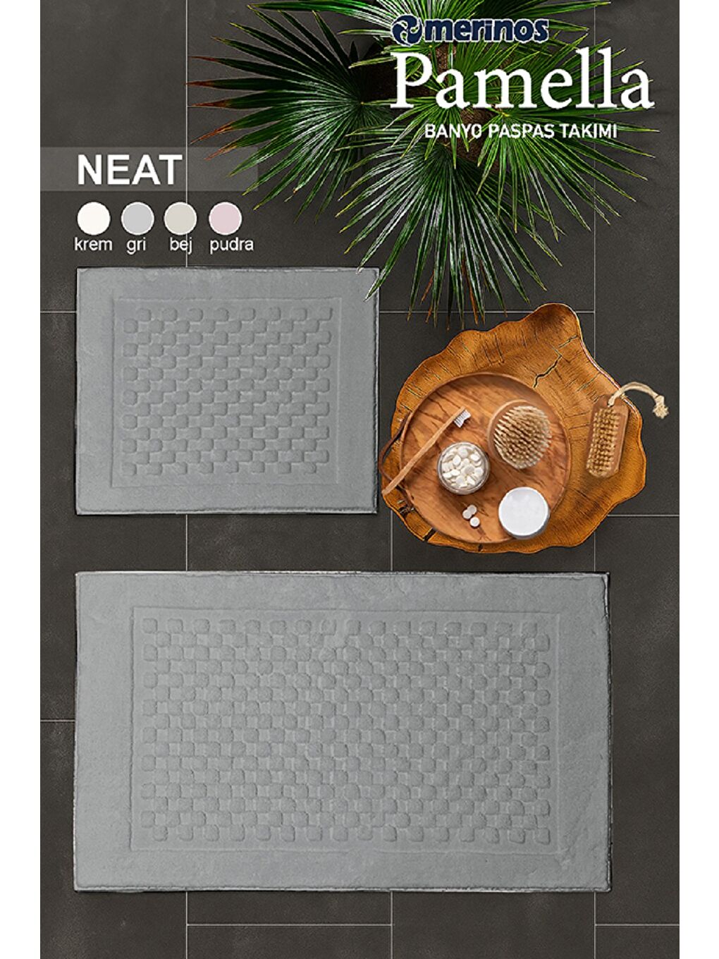 Pamella 2 Li Banyo Paspas Takımı Neat Gri GRI