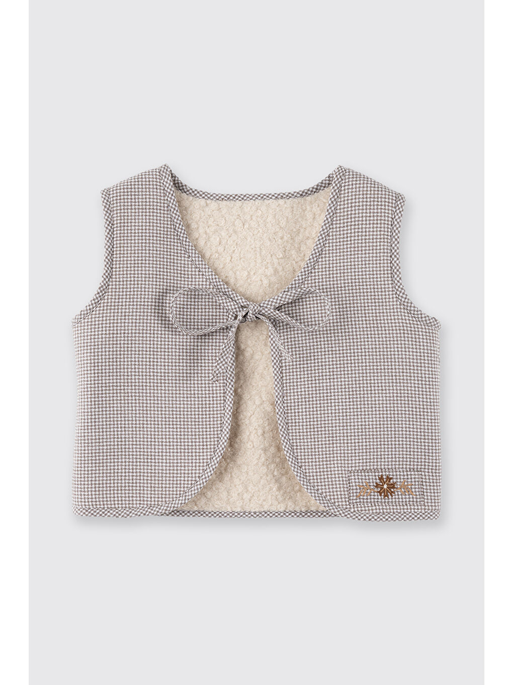 Kız Çocuk Çift Taraflı Yelek Ekru