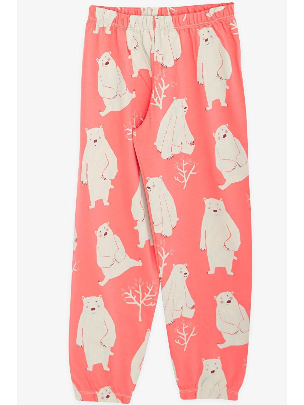 Kız Çocuk Pijama Takımı Kutup Ayısı Desenli Mercan (6 Yaş)-3