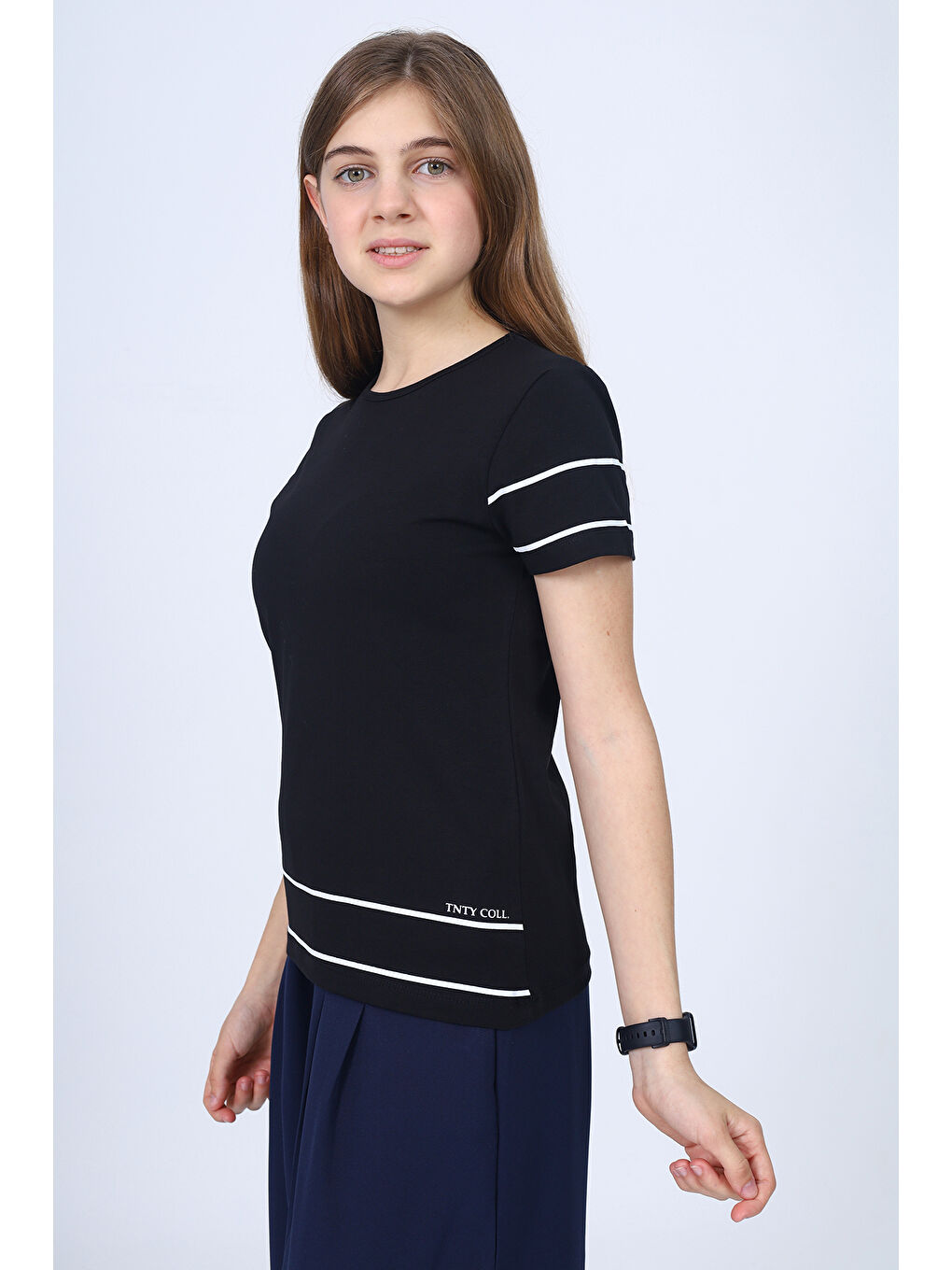 Siyah Kız Çocuk Okul Baskılı Tişört-1
