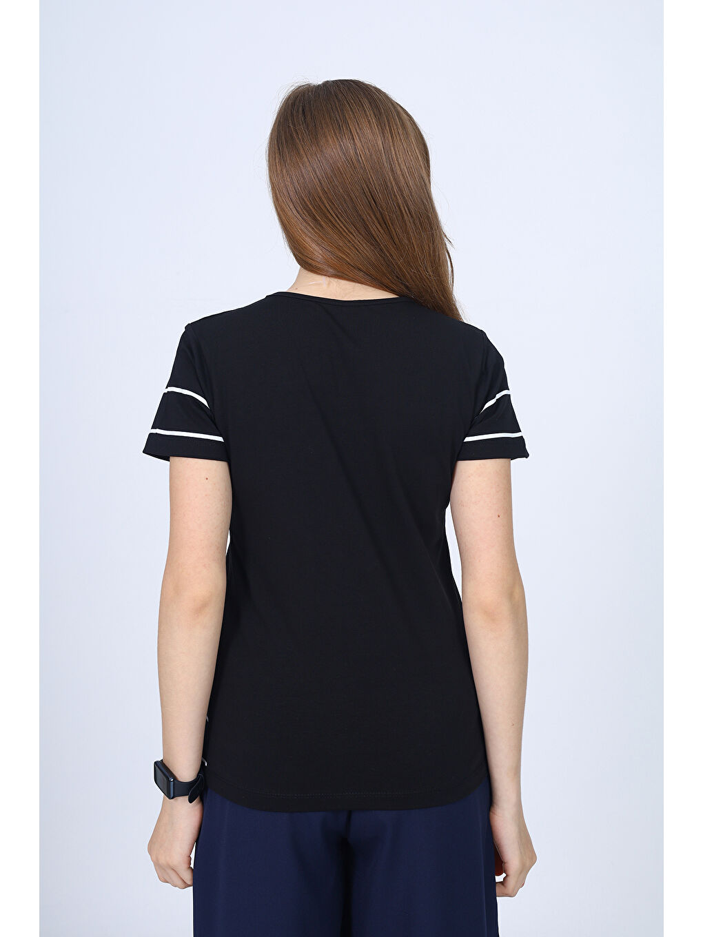 Siyah Kız Çocuk Okul Baskılı Tişört-2