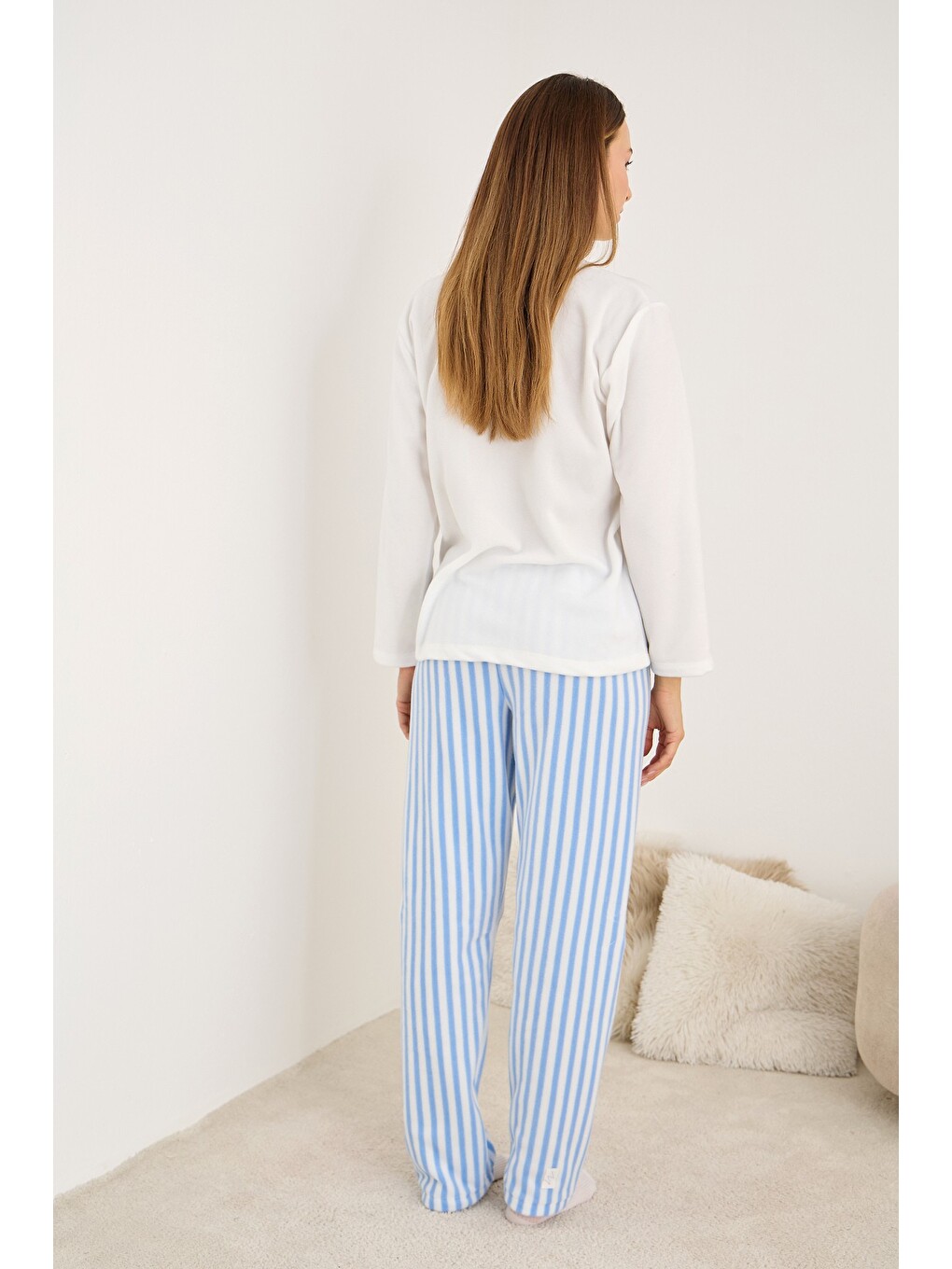 Karışık Polar Kışlık Örme Pijama Takım-2
