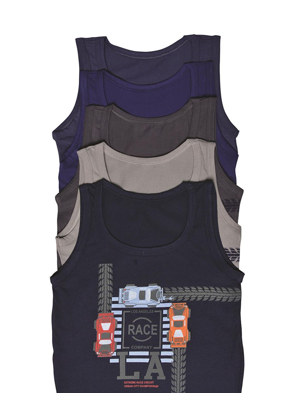 Karışık Erkek Çocuk Askılı Atlet 5 li Paket Baskılı Likralı