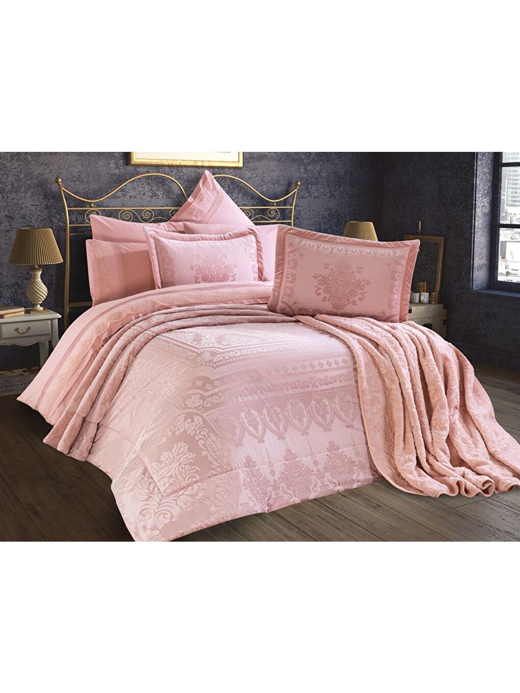 Pembe Defne 10 Parça Çeyiz Seti Pudra