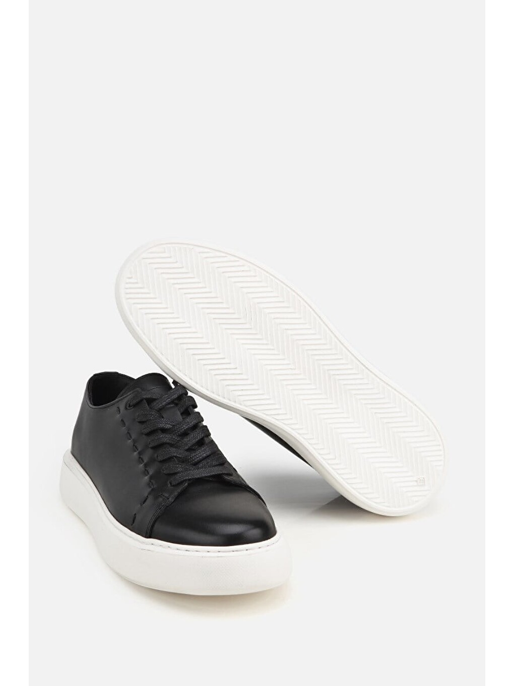 Erkek Siyah Bağcıklı Kalın Tabanlı Günlük Sneaker-4