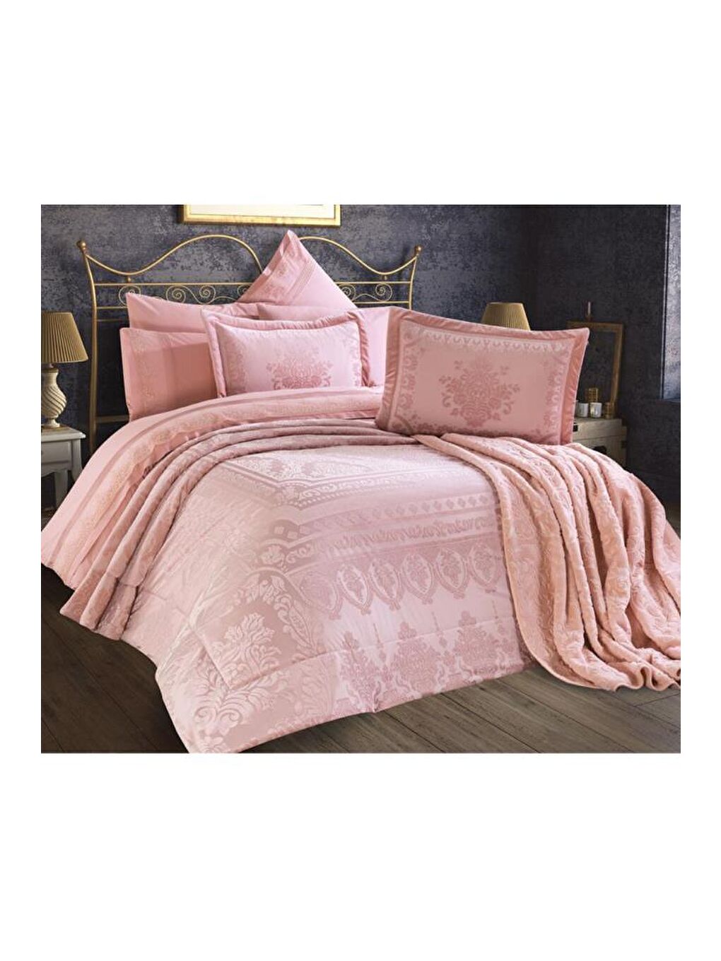 Pembe Defne 10 Parça Çeyiz Seti Pudra-2