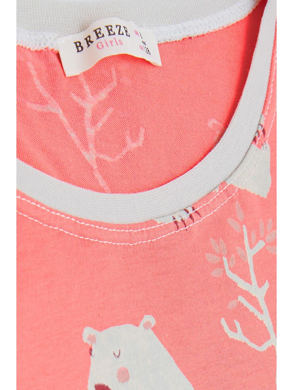 Kız Çocuk Pijama Takımı Kutup Ayısı Desenli Mercan (6 Yaş)-4