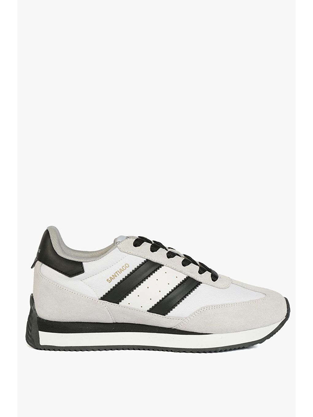 Hakiki Deri Santiago Beyaz Siyah Kadın Spor Ayakkabı