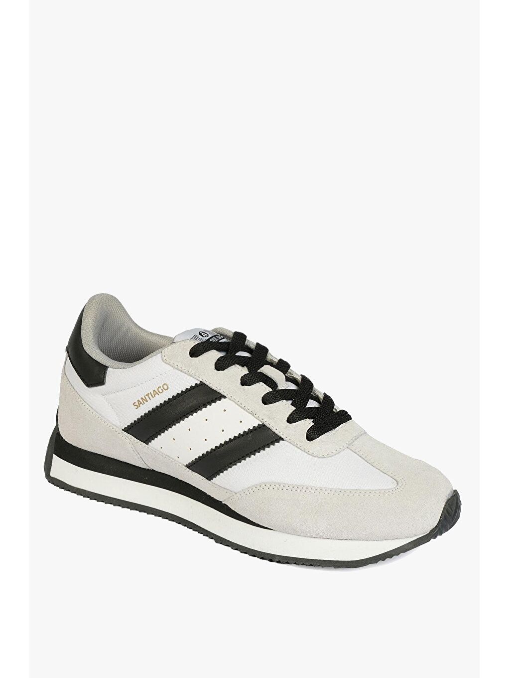 Hakiki Deri Santiago Beyaz Siyah Kadın Spor Ayakkabı-1