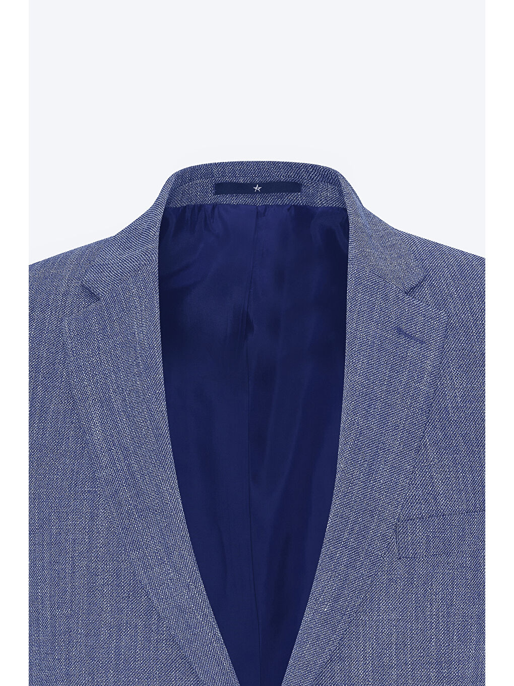 Erkek Lacivert Comfort Fit Rahat Kesim Mono Yaka Diagonal Desenli Blazer Ceket-6