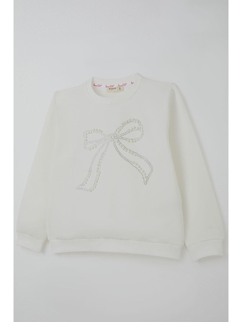 Kız Çocuk Sweatshirt İnci Taş İşlemeli Ekru (7-12 Yaş)-2