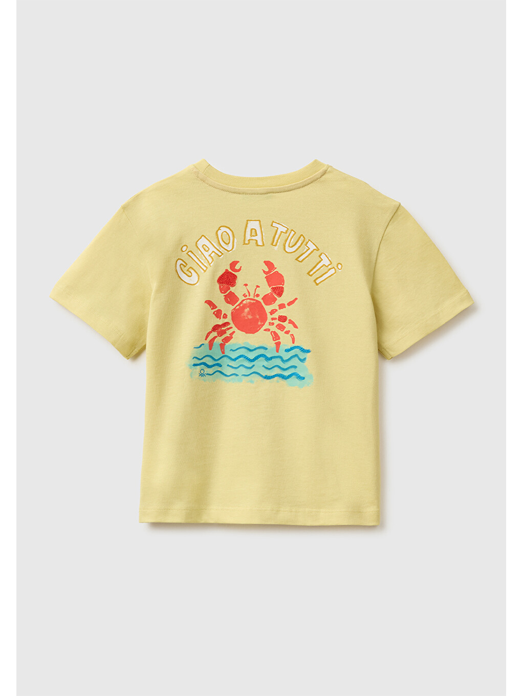 Erkek Bebek Sarı Ön ve Arka Baskı İşleme Detaylı T-Shirt-1