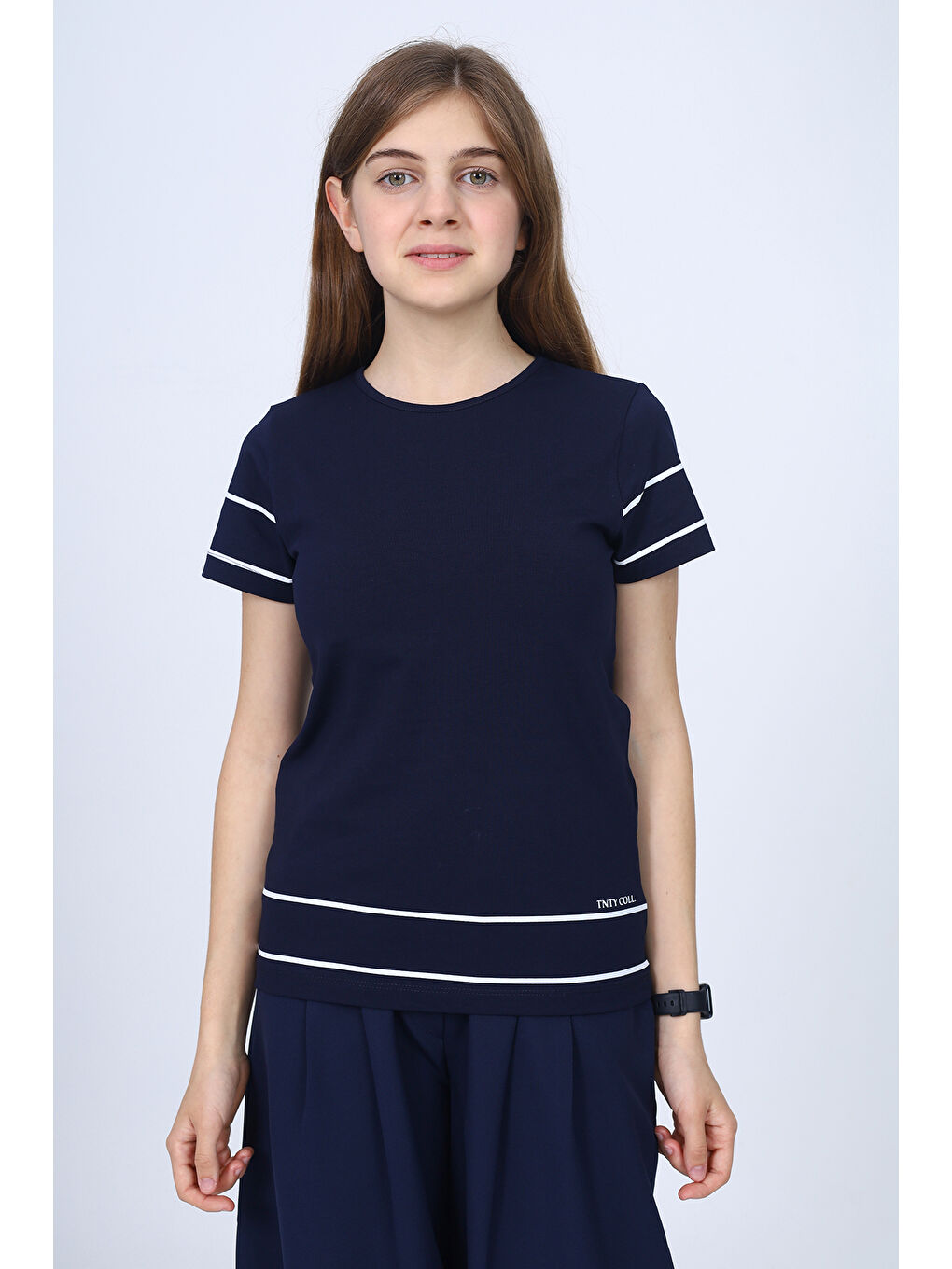 Lacivert Kız Çocuk Okul Baskılı Tişört