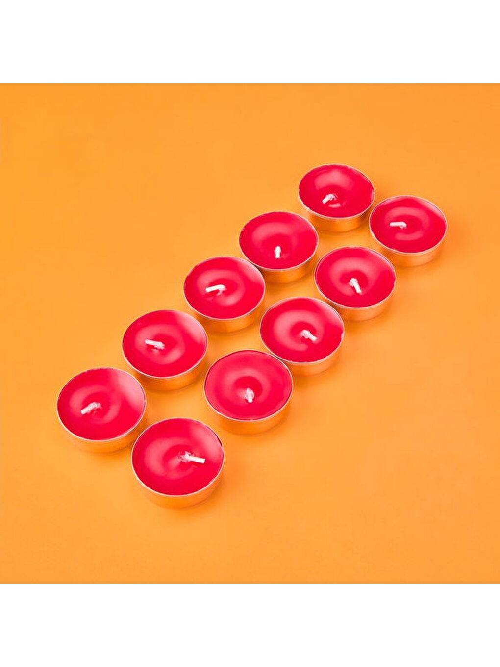 10'lu Tealight Mum - Kırmızı - 3,8 cm