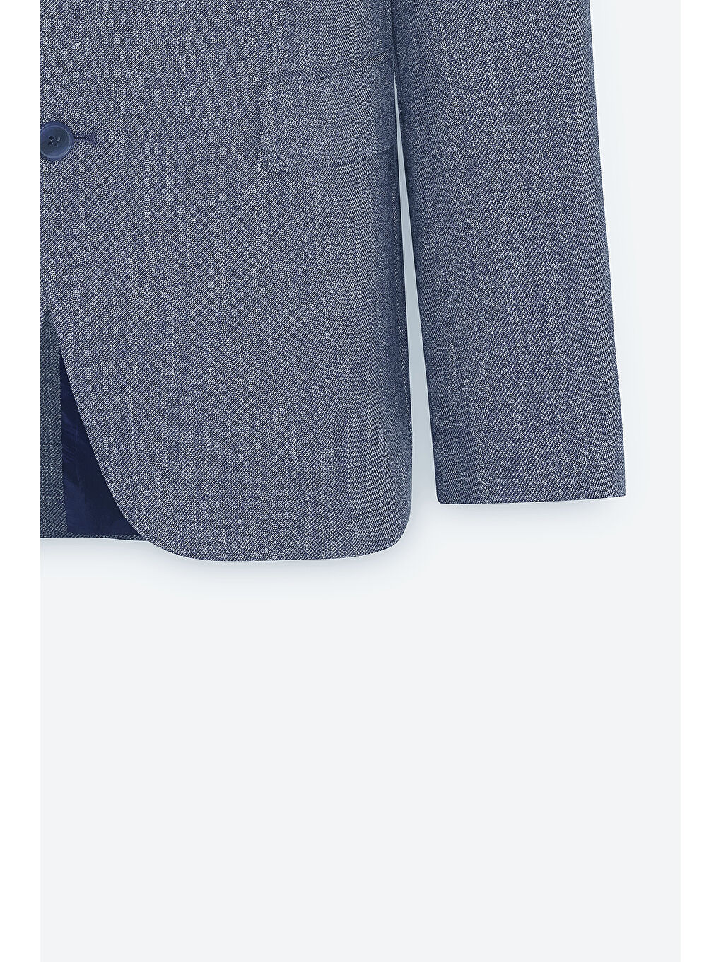 Erkek Lacivert Comfort Fit Rahat Kesim Mono Yaka Diagonal Desenli Blazer Ceket-7
