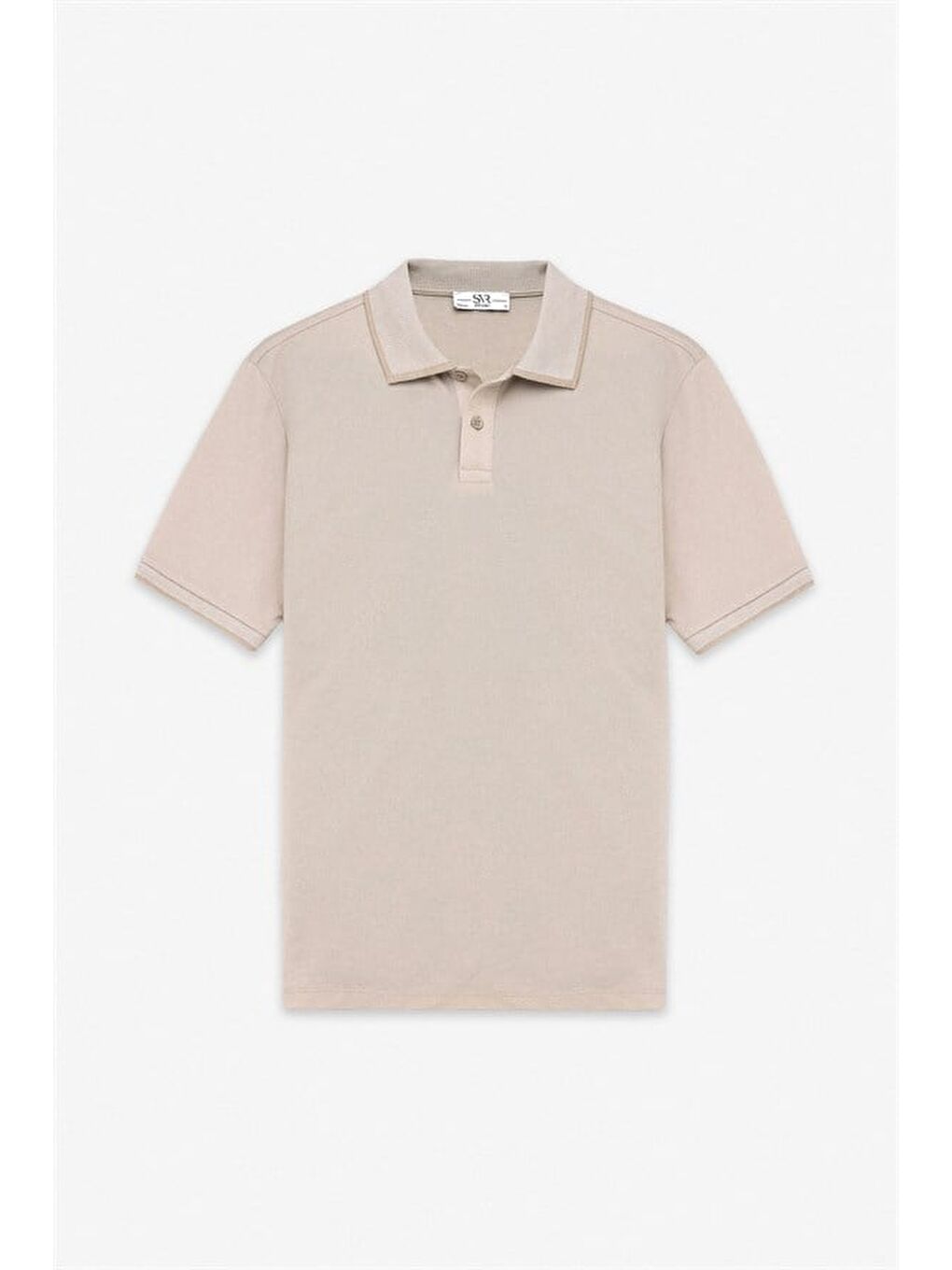 Bej Regular Düz Baskısız Pike Fermuarlı Polo Yaka Nefes Alabilen Tişört-4