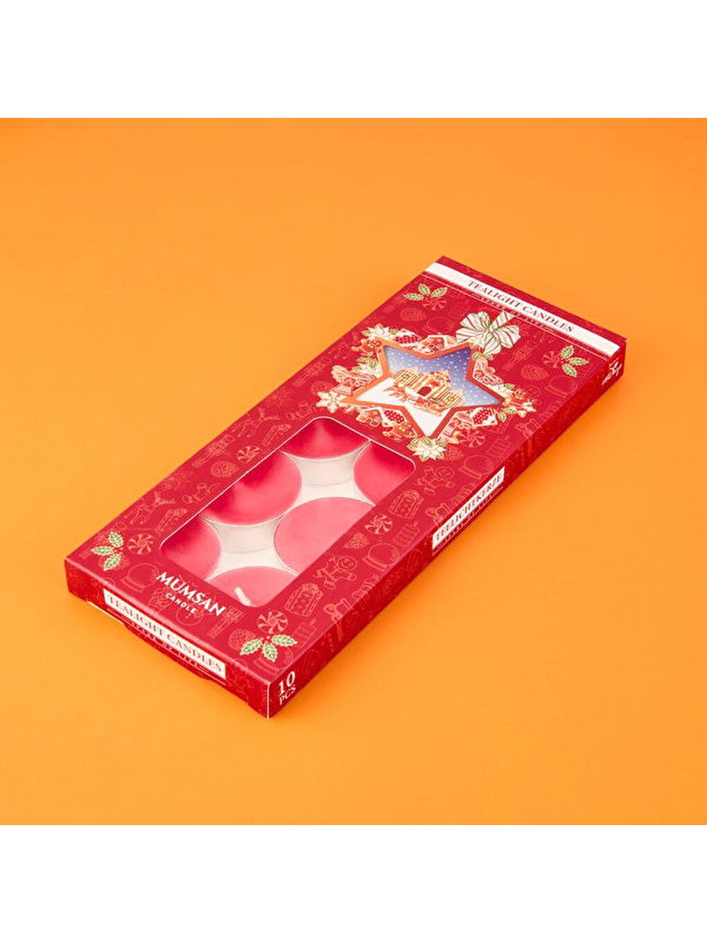 10'lu Tealight Mum - Kırmızı - 3,8 cm-2