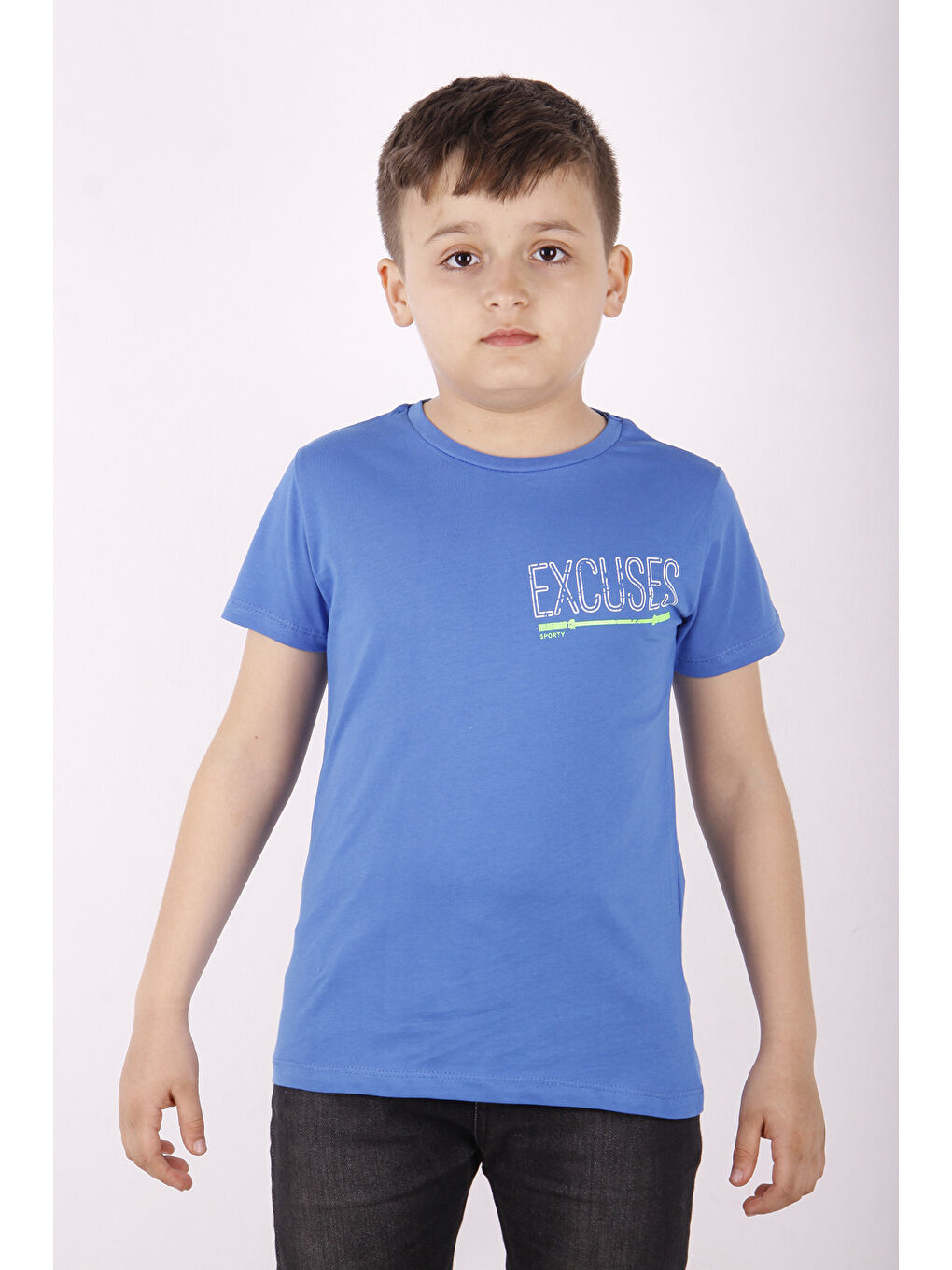Mavi Erkek Çocuk Excuses Baskılı Cepli Tişört