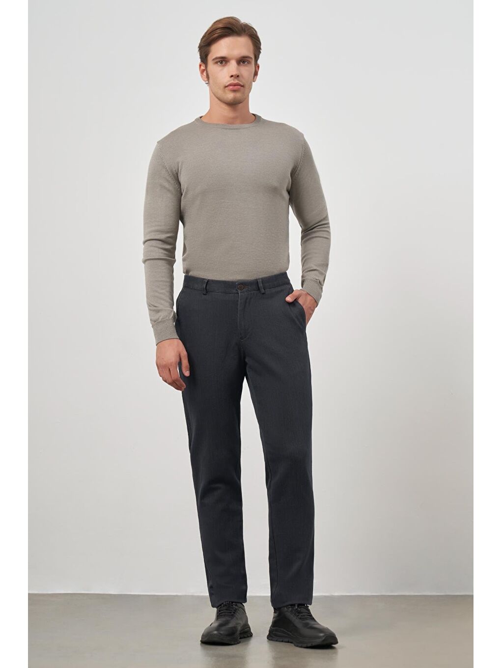 Siyah Pamuklu Yandan Cepli Casual Comfort Fit Chino Pantolon 1003245153-1