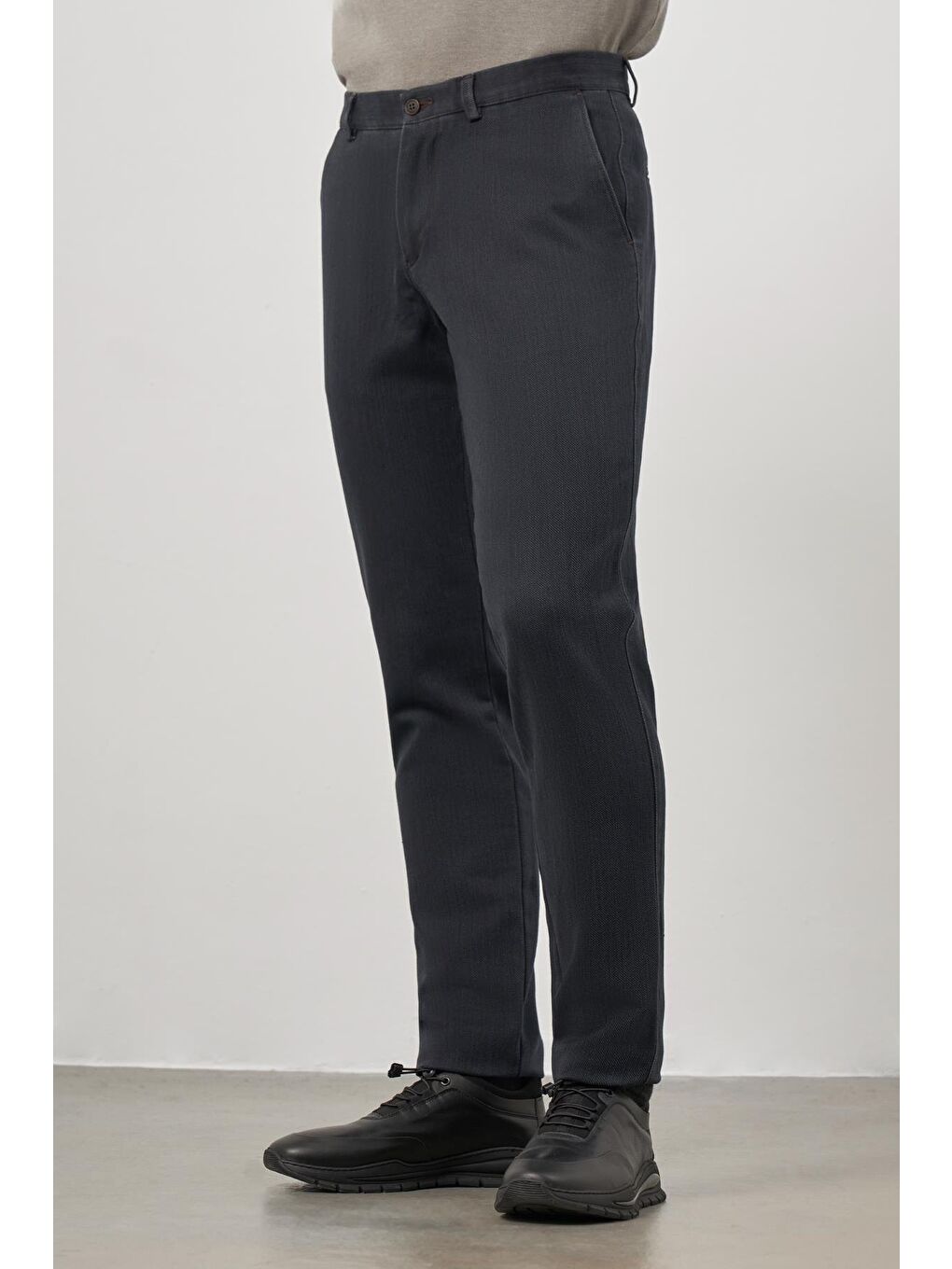 Siyah Pamuklu Yandan Cepli Casual Comfort Fit Chino Pantolon 1003245153-2