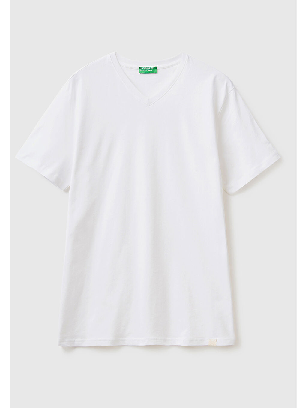 United Colors Of Benetton Erkek Beyaz  100 Pamuk V Yaka Basic T Shirt - 1