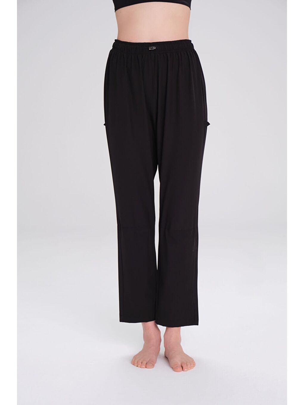 Esnek Dokuma Siyah Açılmayı Önleyici Taytlı Yüzücü Pantolonu 3087-2