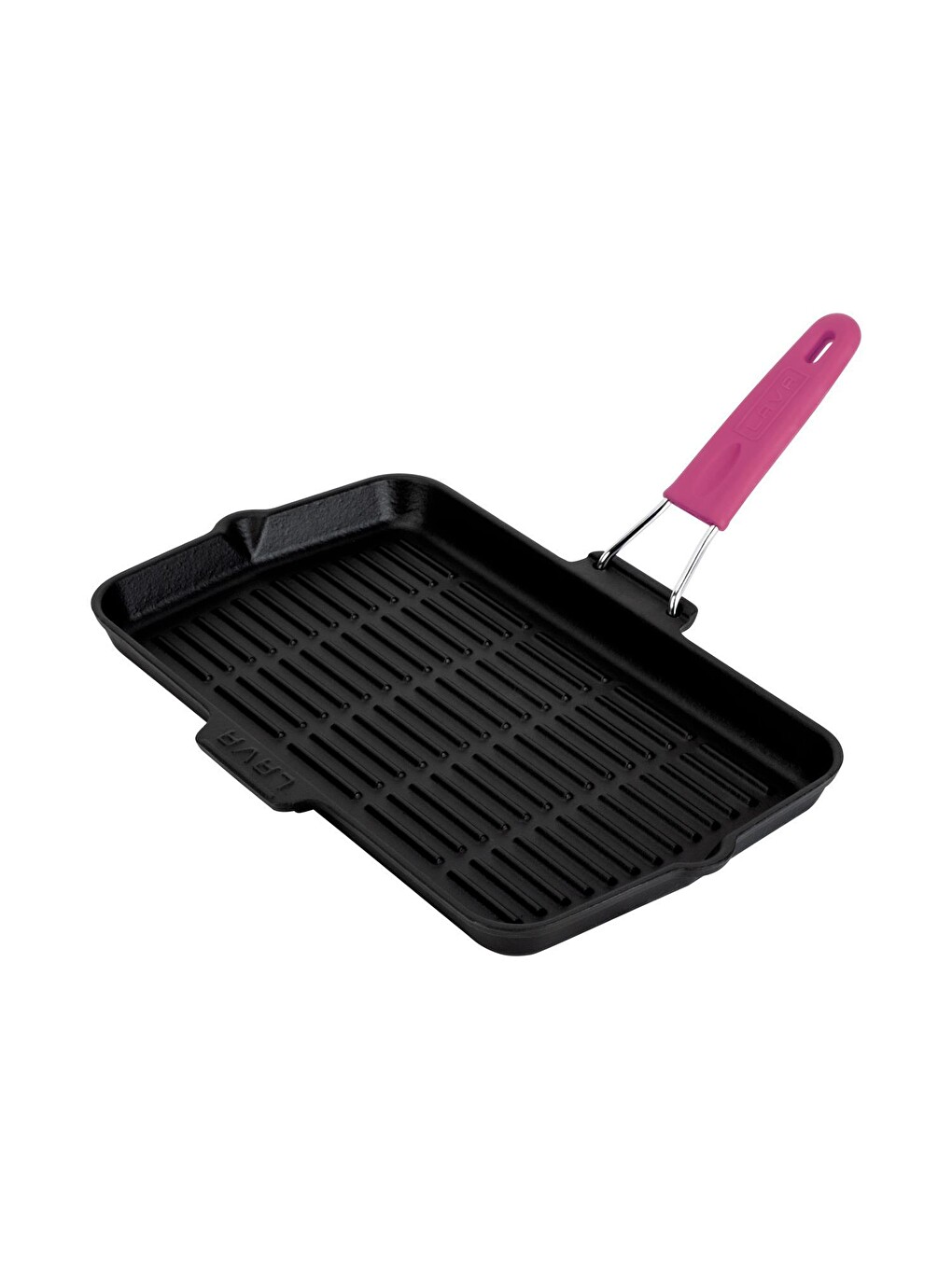 Pembe Dikdörtgen Sığ Izgara Tavası Silikon Tel Saplı Ölçü 21x36cm.-1
