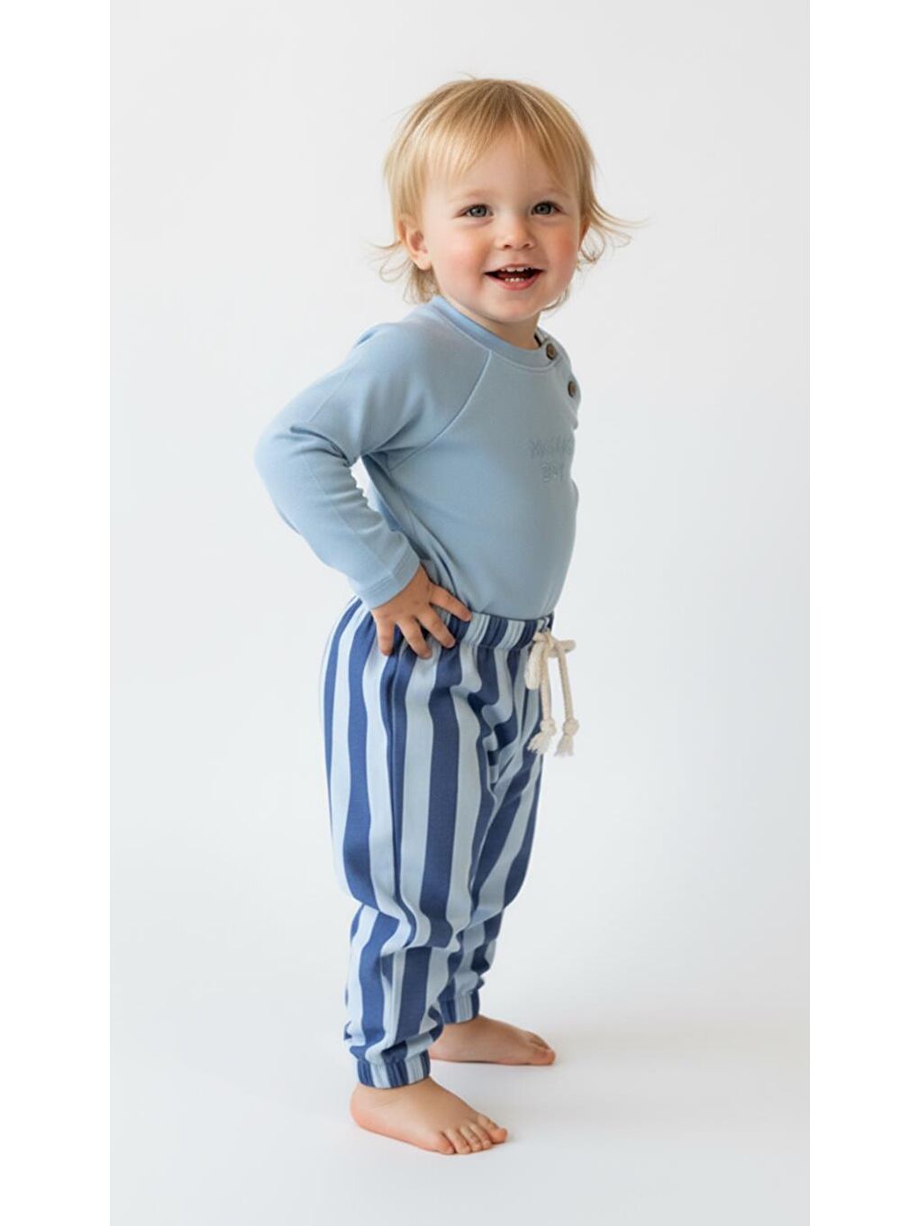 Mavi Çizgili Mummy&Dadys Boy 2 Li Takım-1