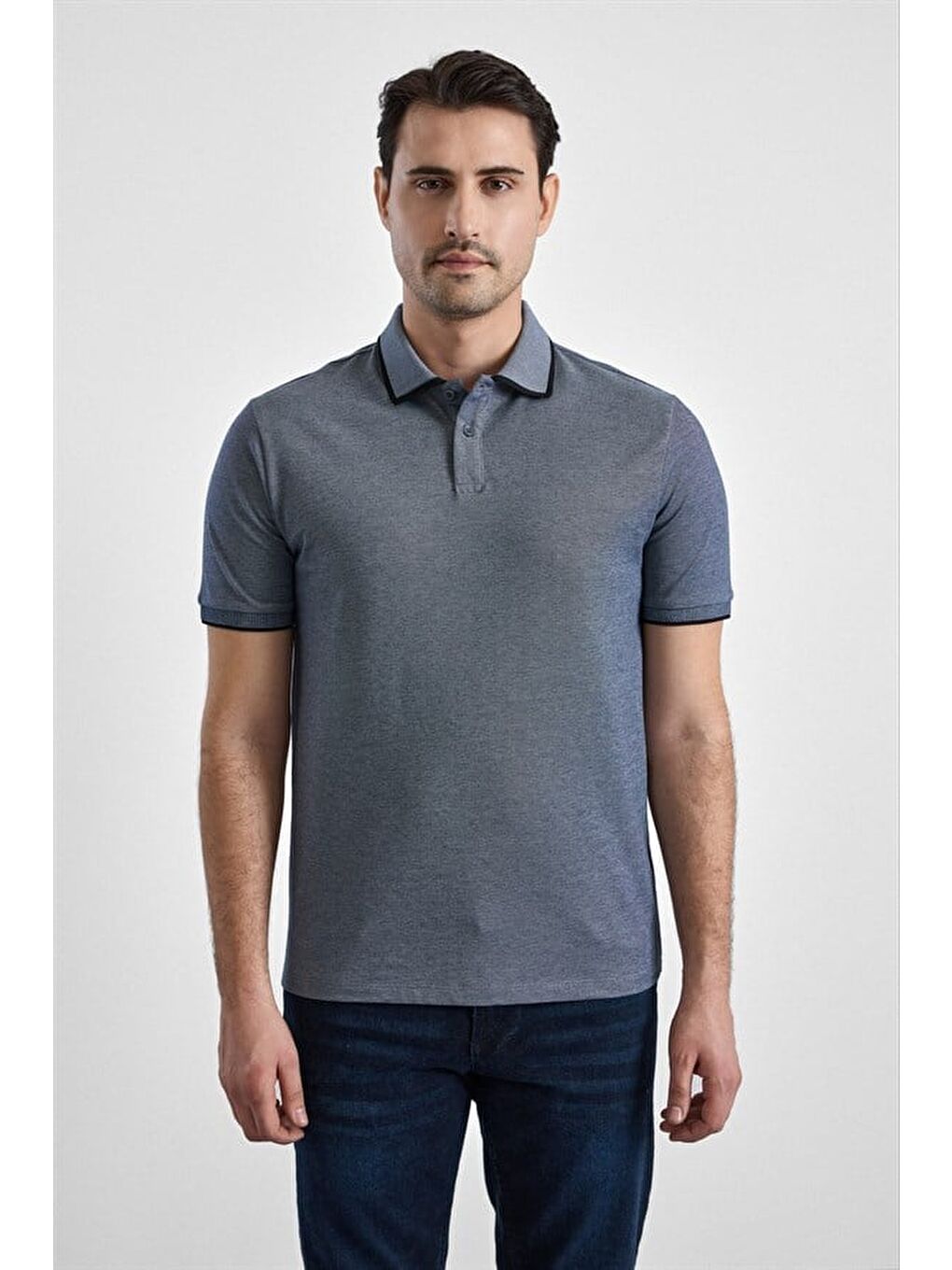 Antrasit Regular Düz Baskısız Pike Fermuarlı Polo Yaka Nefes Alabilen Tişört