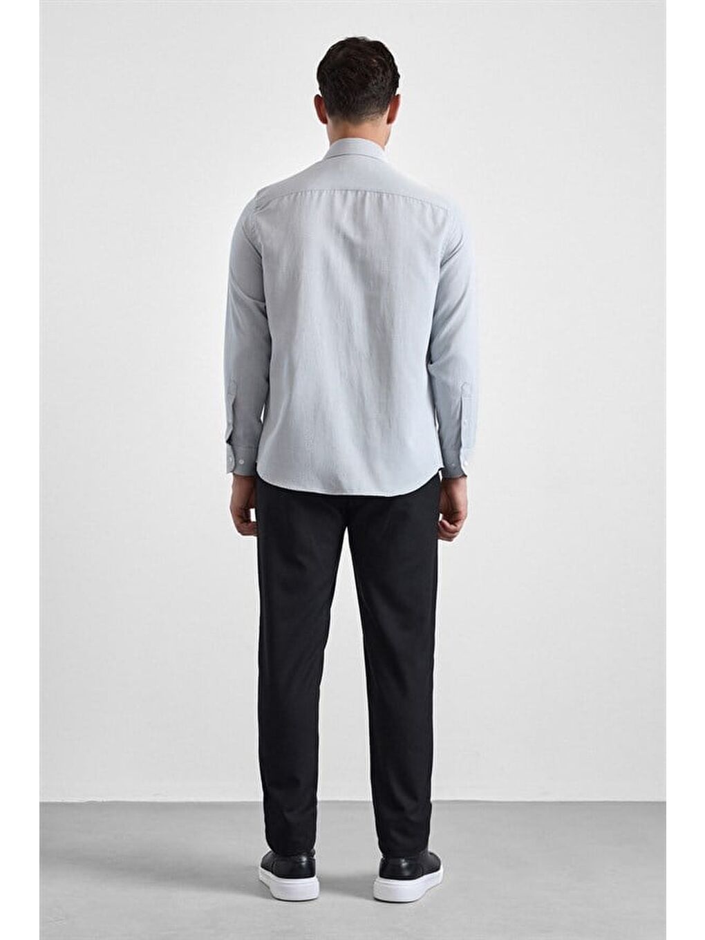 Gri Regular Klasik Yaka Casual Gömlek-3