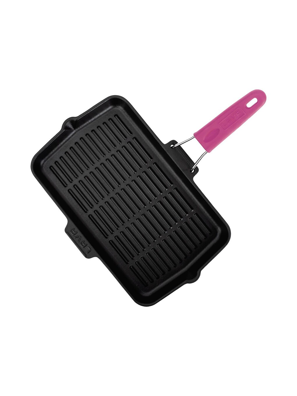 Pembe Dikdörtgen Sığ Izgara Tavası Silikon Tel Saplı Ölçü 21x36cm.-2