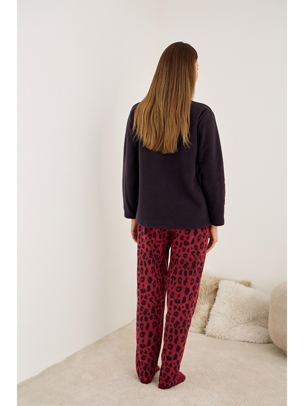 Karışık Polar Kışlık Örme Pijama Takım-2