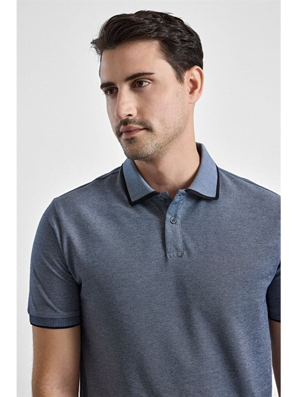 Antrasit Regular Düz Baskısız Pike Fermuarlı Polo Yaka Nefes Alabilen Tişört-1