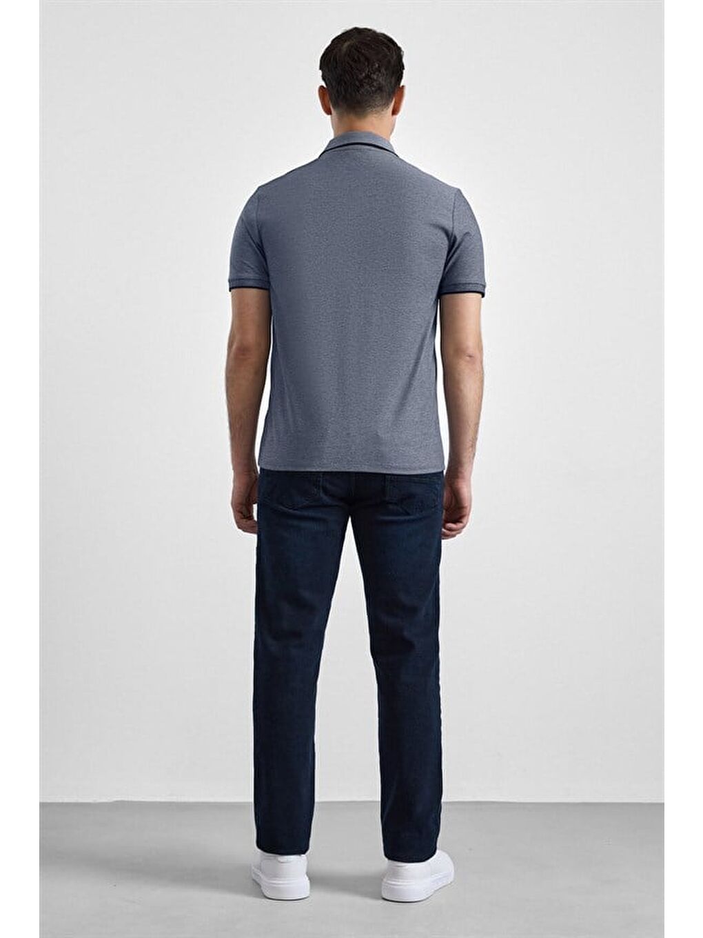 Antrasit Regular Düz Baskısız Pike Fermuarlı Polo Yaka Nefes Alabilen Tişört-3