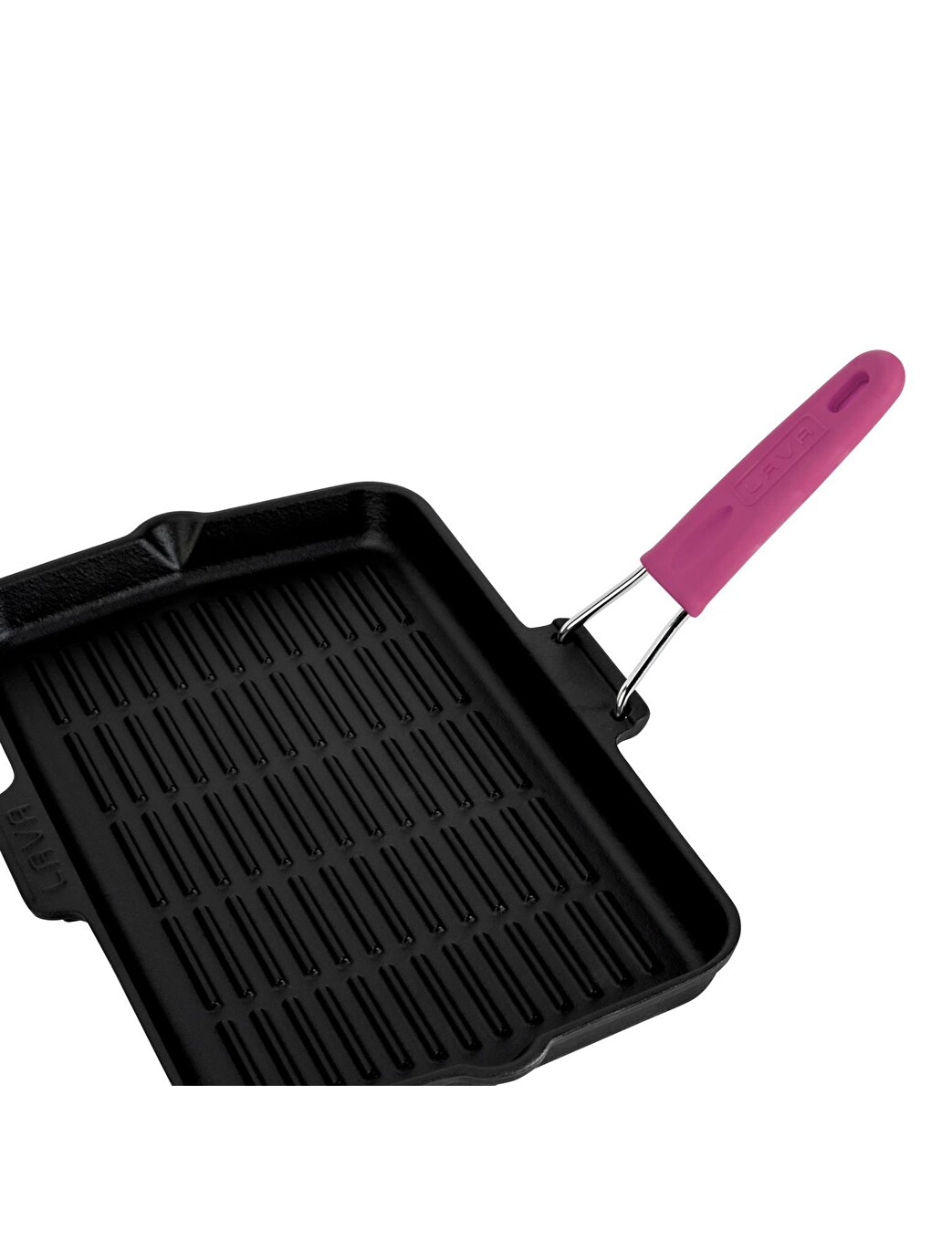 Pembe Dikdörtgen Sığ Izgara Tavası Silikon Tel Saplı Ölçü 21x36cm.-3