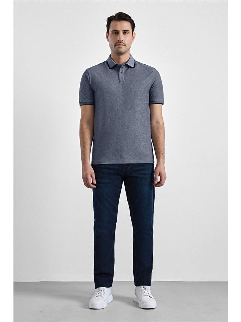 Antrasit Regular Düz Baskısız Pike Fermuarlı Polo Yaka Nefes Alabilen Tişört-4