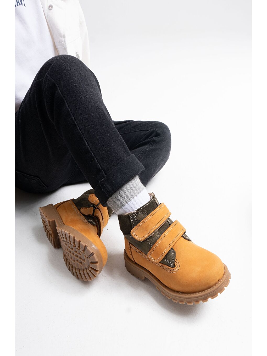 Mavi Erkek Çocuk Sarı Hakiki Deri Suya Dayanıklı Günlük Bot-3