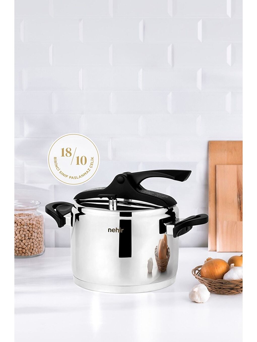 Gri Silver Trend Paslanmaz Çelik 8 Litre Düdüklü Tencere