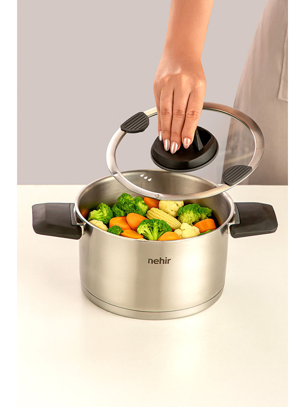 Gri Elena Saten 6 Parça Derin Tencere Set-4