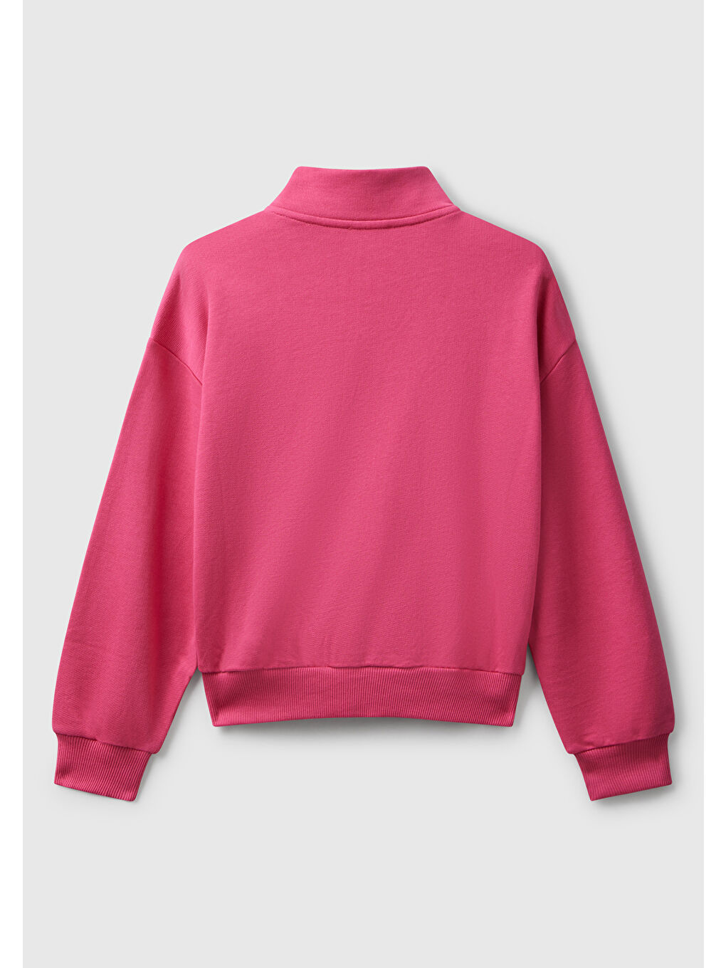 Kız Çocuk Pembe Önü Logo Nakışlı Cepli Fermuarlı Dik Yaka Sweatshirt-1